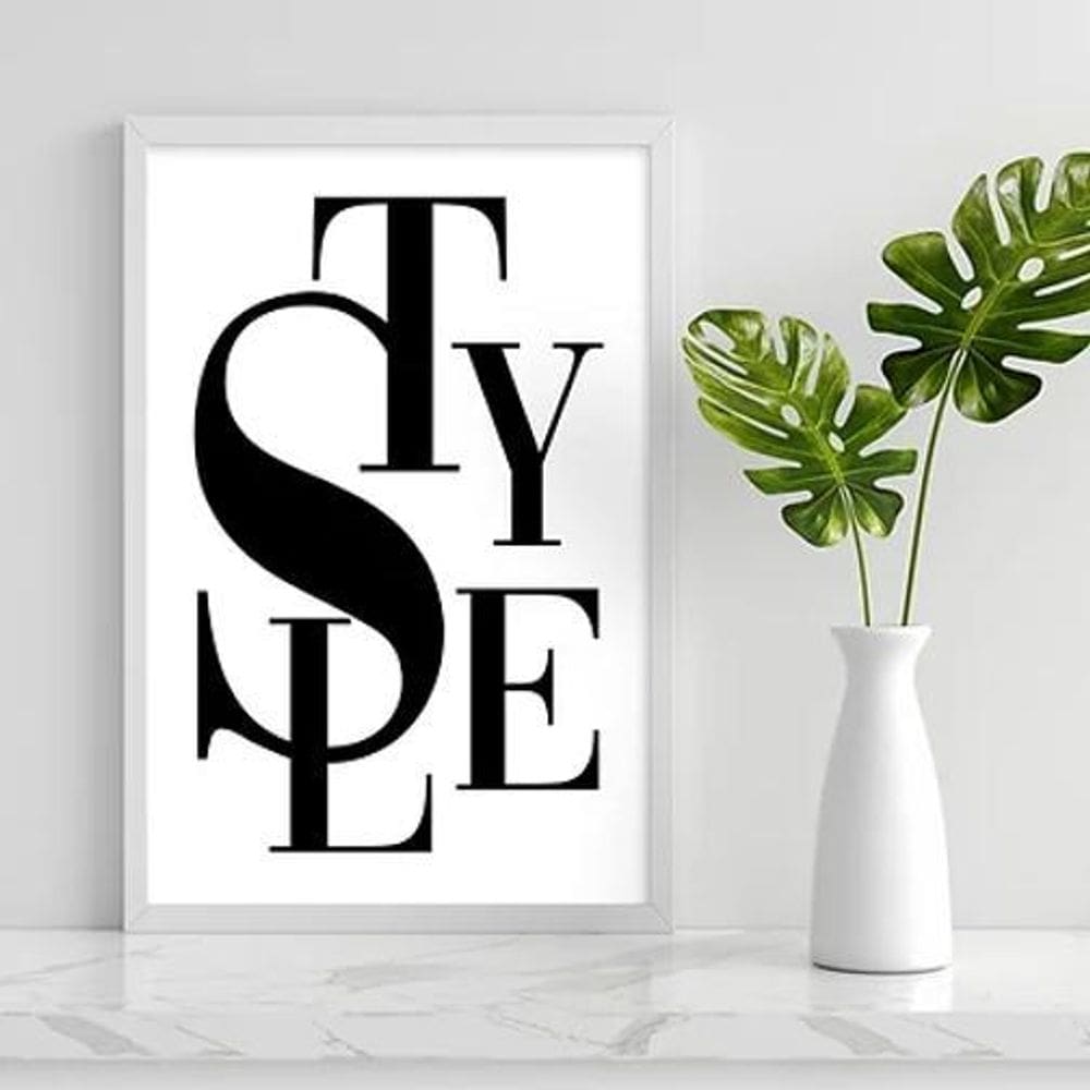 Quadro Decorativo Palavra Style 33X24 C/Vidro Madeira Branca