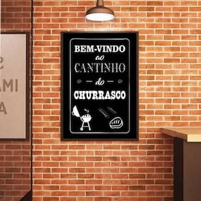 Quadro Bem Vindo Ao Cantinho Do Churrasco 45X34Cm Preta