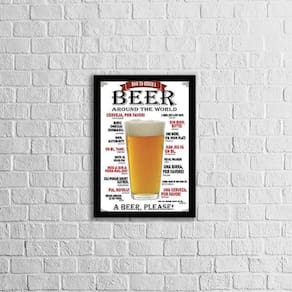 Quadro Beer Around The World 33X24Cm - Vidro Moldura Preta