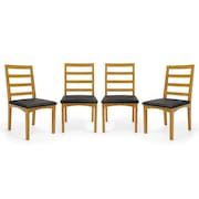 Kit Com 4 Cadeiras Cecília Madeira Maciça Assentos Estofados Para Mesa De Jantar