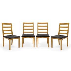 Kit Com 4 Cadeiras Cecília Madeira Maciça Assentos Estofados Para Mesa De Jantar