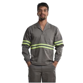 Camisa Profissional Elástico Punhos Faixa Refletiva Cinza