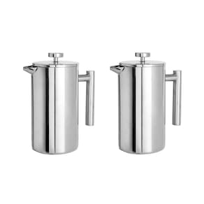 Cafeteira Prensa Francesa Inox Cremeira Leite Bule Cafe 2un