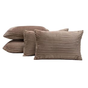 4 Capas De Almofada Bariloche 60X30 Decorativa Flannel Cáqui
