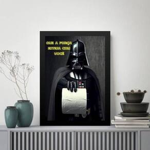 Quadro Banheiro Darth Papel Higiênico 24X18Cm