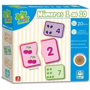 Jogo Educativo Números 1 a 10 20 Peças Em Madeira Nig - 0415