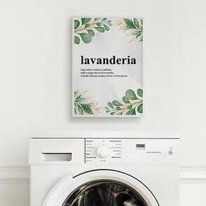 Quadro Decorativo Lavanderia Significado 24X18 Vidro Branca