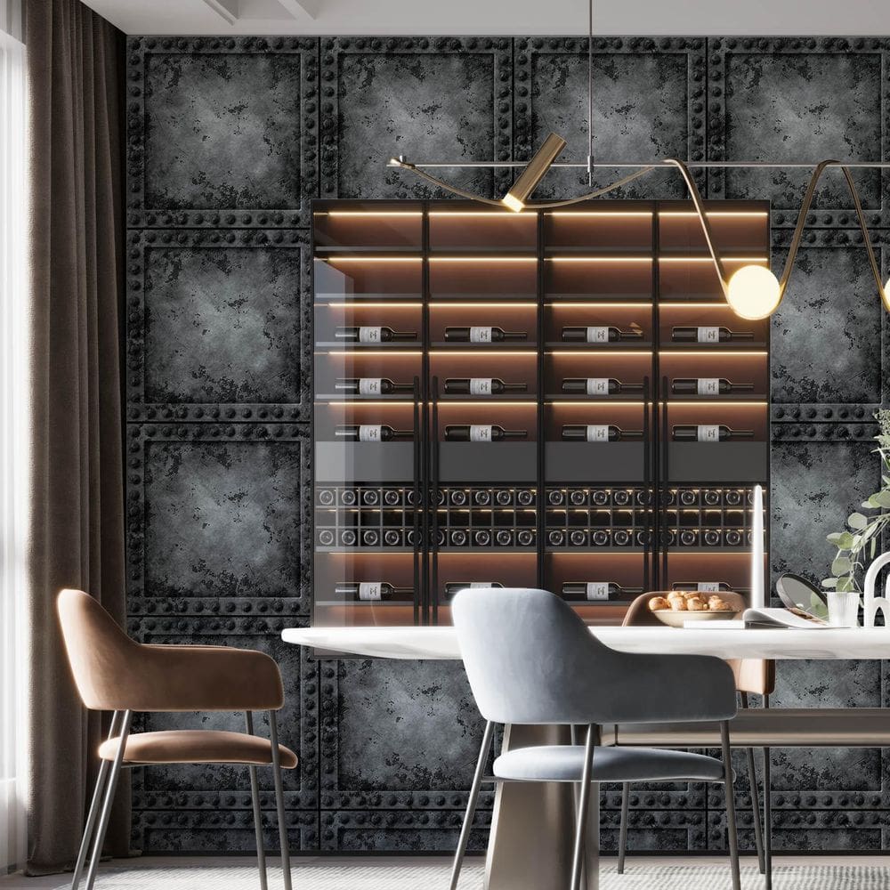 Kit 2 Rolos Papel De Parede Adesivo Placa De Metal 3,0M