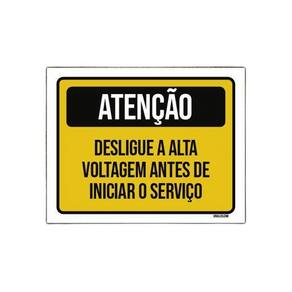Placa Atenção Desligue Alta Voltagem Antes Serviço 18X23