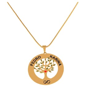 Colar Cordão Arvore da Vida Nome Lembrancinha Folheado 18k