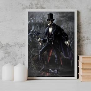 Quadro Umbanda Exú Caveira 45X34Cm - Com Vidro Branca