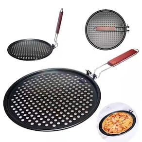 Bandeja Assadeira Antiaderente Forma Pizza Peixe Pao De Alho Grill Churrasqueira Panela Grelha Churrasco Cabo Retratil G