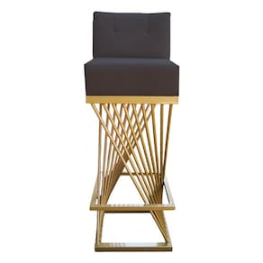 Banqueta Luma Base De Ferro Sued Grafite D`classe Decor