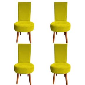 Kit 04 Cadeiras De Jantar Lisboa Sued Amarelo D`classe Decor