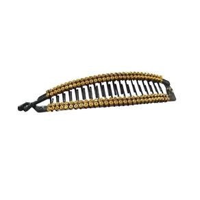 Kit Presilhas De Cabelo Preta Banana 15Cm Pedra Strass 24Un