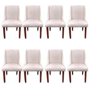 Kit 08 Cadeiras Para Sala De Jantar Lizz Pés Palito Veludo Bege D`classe Decor
