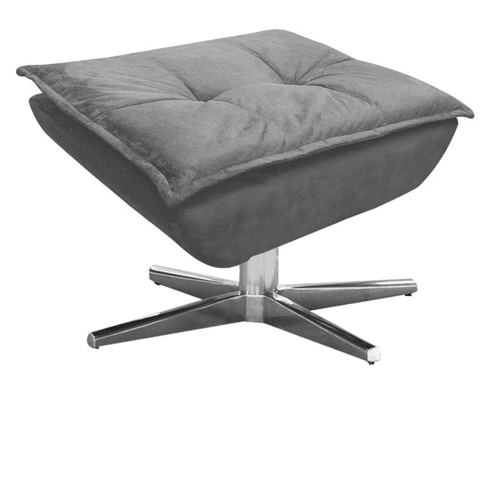 Puff Decorativo Sala De Estar Base Giratória Cromada Opla Suede Grafite - Ibiza