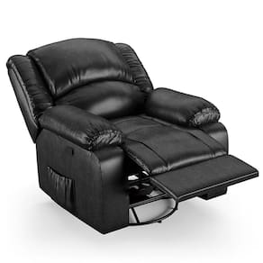 Poltrona Do Papai Reclinável Pietra Glider Giratória Fh9 Pu Preto Brilho - Mpozenato