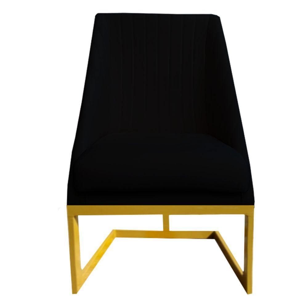 Cadeira Para Sala De Jantar Ana Base De Ferro Veludo Preto D`classe Decor