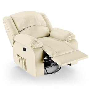 Poltrona Do Papai Reclinável Pietra Glider Giratória Massagem Fh9 Pu Bege - Mpozenato