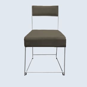 Cadeira Atena Base De Ferro Maciço Prata Suede Marrom Rato D`classe Decor