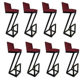 Kit 08 Banqueta Alta Z Base De Ferro Suede Marsala D`classe Decor