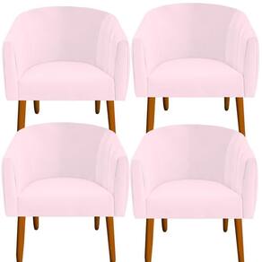 Kit 04 Poltrona Julia Decoração Salão Cadeira Escritório Recepção Estar Amamentação Suede Rosa Bebê D`classe Decor