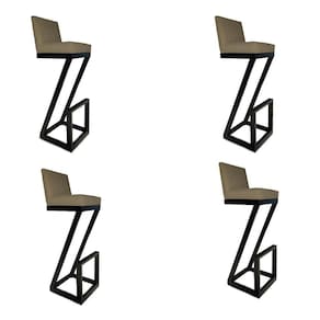 Kit 04 Banqueta Alta Z Base De Ferro Suede Marrom Rato D`classe Decor