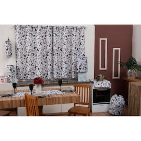 Kit Jogo De Cozinha Estampado 9 Peças Galinha Preto E Branco