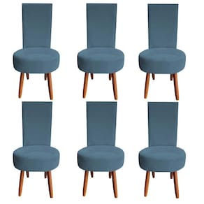 Kit 06 Cadeiras De Jantar Lisboa Sued Azul Tiffany D`classe Decor