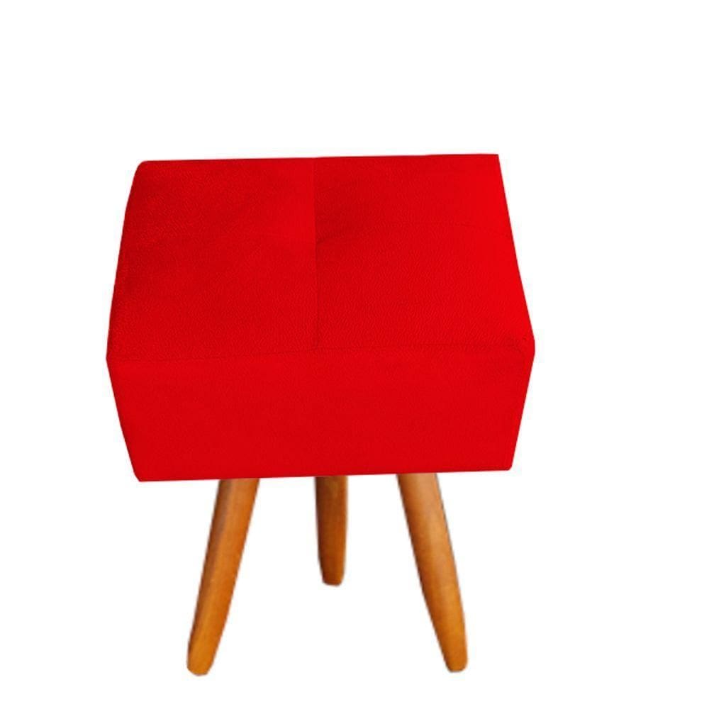 Puff Malu Decorativo Pés Palito Suede Vermelho D`classe Decor