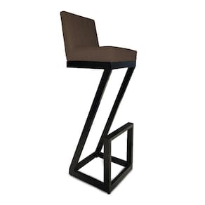 Banqueta Alta Z Base De Ferro Suede Marrom D`classe Decor