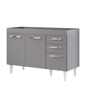 Balcão Gabinete Para Pia 120cm 3 Portas Sem Tampo Suécia Cinza - Lumil