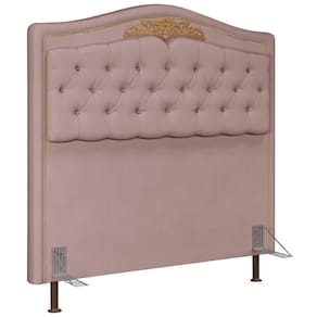 Cabeceira Cama Casal King 195cm Com Tachas Imperial Veludo J02 Rosê - Mpozenato