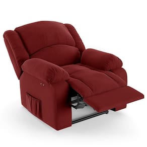 Poltrona Do Papai Reclinável Pietra Power Touch Fh9 Veludo Vermelho - Mpozenato