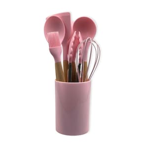 Conjunto Kit Premium De Utensílios De Silicone 8 Peças Rosa