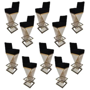 Kit 10 Banquetas Luma Base De Ferro Sued Preto D`classe Decor