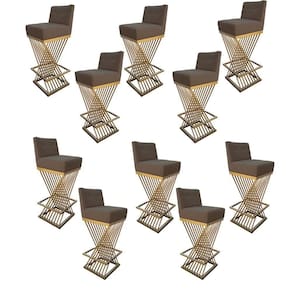Kit 10 Banquetas Luma Base De Ferro Sued Marrom Rato D`classe Decor