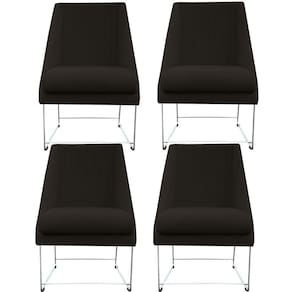 Kit 04 Cadeiras Ana Base De Ferro Prata Suede Marrom D`classe Decor
