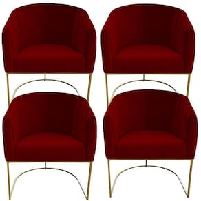 Kit 04 Poltrona Julia Com Base De Ferro Sala De Estar Escritório Recepção Clinica Suede Vermelho D`classe Decor