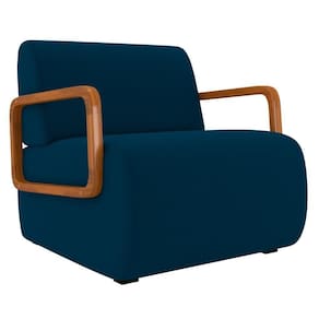 Poltrona Decorativa Orgânica Para Sala Belarus K04 Veludo Azul - Mpozenato