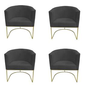 Kit 04 Poltronas Paola Base De Ferro Sued Grafite D`classe Decor