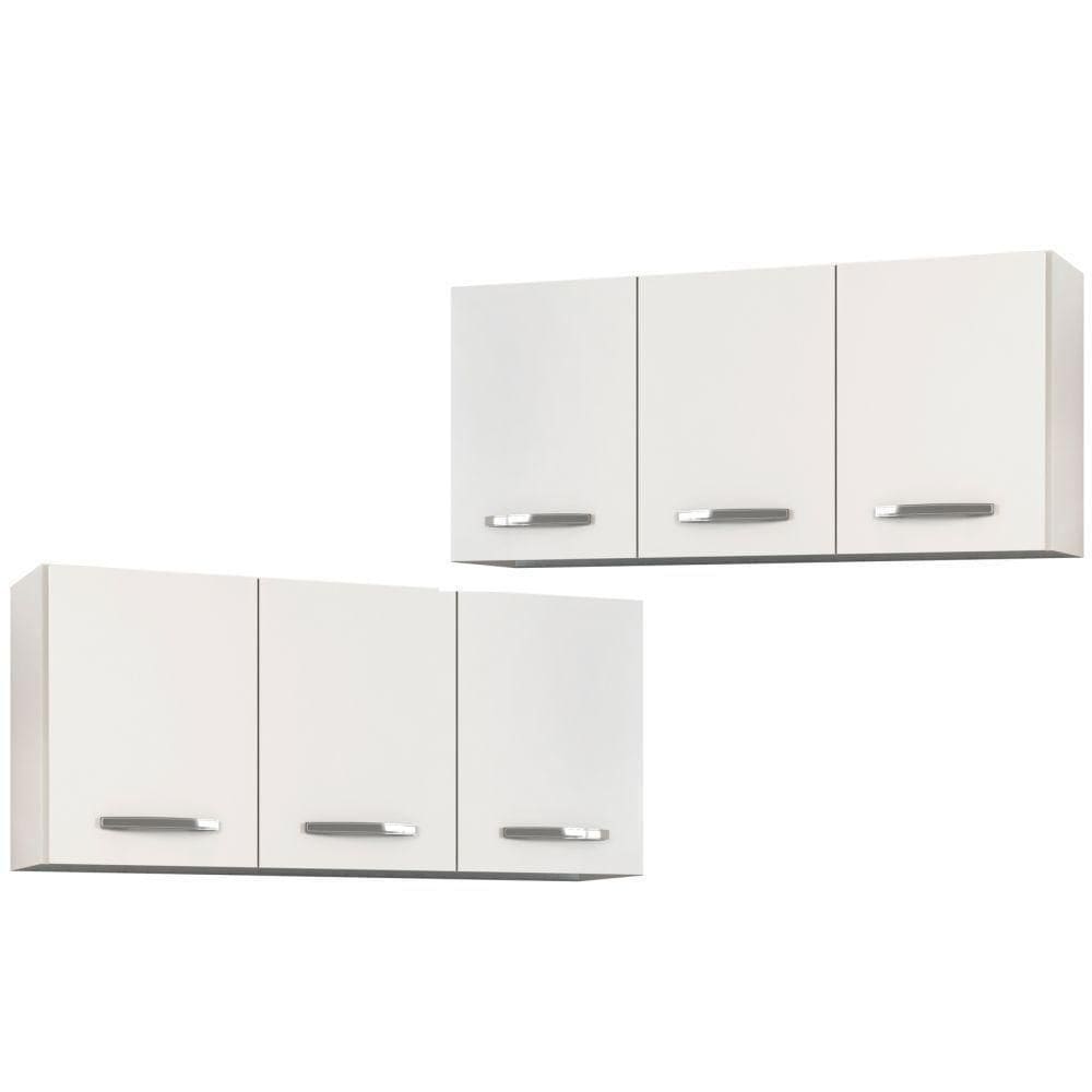 Kit 2 Armários Aéreos De Cozinha Honduras 120cm 3 Portas - Lumil Móveis Branco-castanho