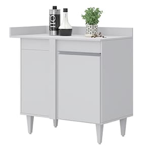 Balcão De Canto Reto Com Tampo 1 Porta Denver Branco - Lumil