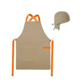 Avental e Bandana Bege Laranja Chef Cozinha Bistro Bar