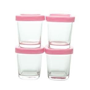 Conjunto 4 Potes Vidro Armazenamento Leite Materno E Alimentos Bpa Free Capacidade 150 Ml Cor Rosa