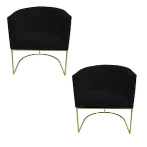 Kit 02 Poltronas Paola Base De Ferro Sued Preto D`classe Decor