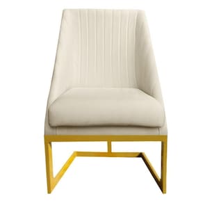 Cadeira Para Sala De Jantar Ana Base De Ferro Veludo Bege D`classe Decor