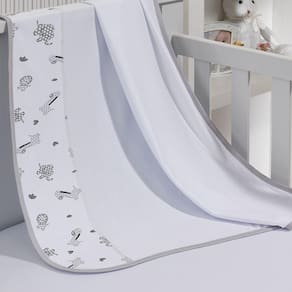 Cueiro Simples Tecebem Baby Malha 100% Algodão Estampa Leon 80cm X 90cm Branco
