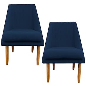 Kit 02 Cadeiras Para Sala De Jantar Ana Pés Palito Suede Azul Marinho D`classe Decor